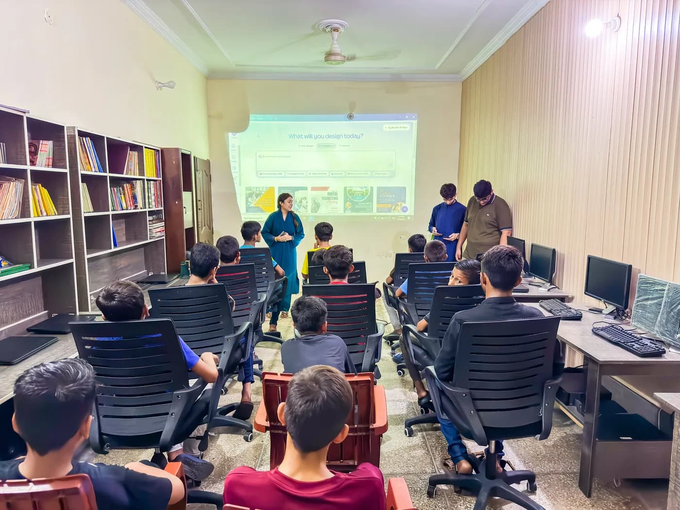Zakat Eligible Child Sponsorship Pakistan - Orphaned children learning digital computer literacy skills in Lahore